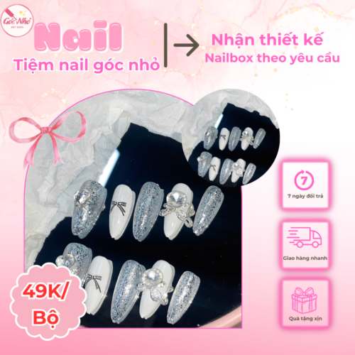 Nail Box Lấp Lánh Trắng Thanh Lịch