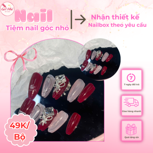 Nail Box Nơ Đỏ Sang Chảnh – Phong Cách Gucci