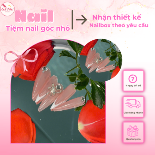 Nail Box vẽ ombre nàng thơ đính đá